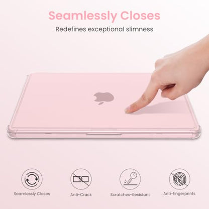 G JGOO Compatible with MacBook Neo Case 13 inch 2026 Release Model A3404 with A18 Pro Chip, Anti-Fingerprints Reinforced TPU Bumper Hard Shell Case with Keyboard Cover & Screen Protector, Blush - color: Matte Blush