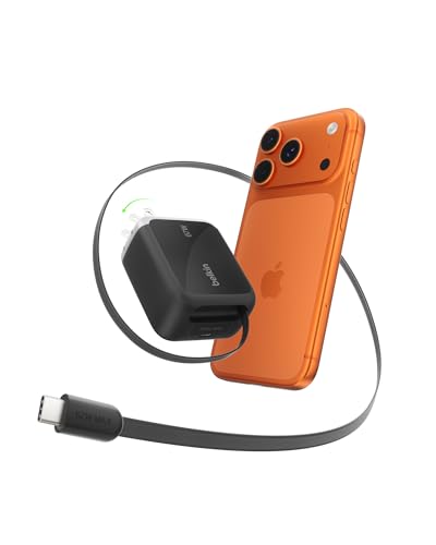 Belkin 67W GaN USB C Retractable Charger Block Fast Charging for Travel | 3.3ft Retractable Cable, USB C Port, iPhone 17, Galaxy S26, AirPods, iPads, MacBook, Travel Charger, Charge Up to 2 Devices - color: Black, style: 67W