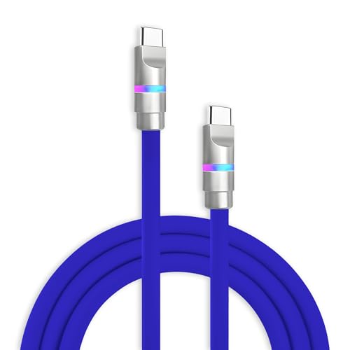 chubbycable Neon Chubby - Fast Charge Cable with Smart Light RGB Color Gradual Light Up 100W Charging Cord LED USB C Cable Compatible with iPhone 17-15 Series, Dark Blue, Type-C to Type-C, 3.3 FT - color: Dark Blue, size: 3.3ft (1m), style: Type C-Type C