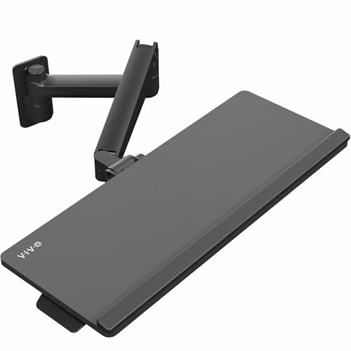 VIVO Sit-Stand 24 Inch Pneumatic Spring Keyboard and Mouse Tray Wall Mount, Counterbalance Height Adjustable Typing Platform, Ergonomic Tilt, Black, MOUNT-KB35C - size: 37.8” extension, style: Wall mount