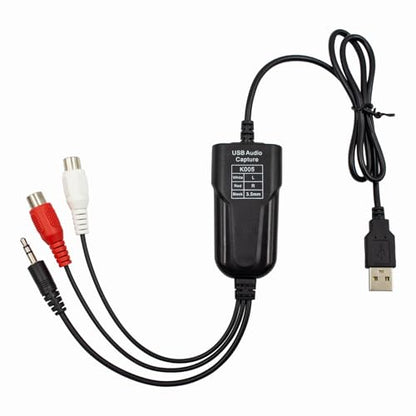 Wiistar USB2.0 Audio Capture Card RCA L/R+3.5mm Audio to USB up to 96kHz | Support Wave/MP3 for Tape MD CD Player Phono Laptop