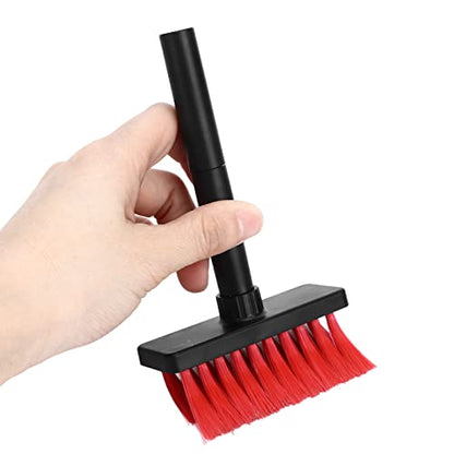 Aramox Keyboard Brush Plastic Cleaning Brush Pen 5 in 1 Double Head Design with Metal Nib Flocked Sponge 3 Row for Headphones Keycaps Laptop Tablet Camera Users (Black Red) - color: Black Red