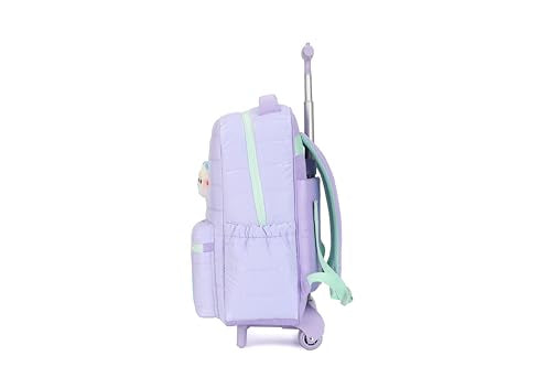 Large Rolling laptop Backpack Set with Lunch Bag, Kids Backpack for school girls kids with Wheels (BEAUTIFUL PURPLE) - color: Beautiful Purple
