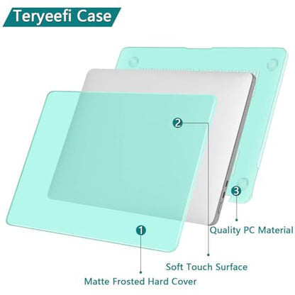 Teryeefi MacBook Air 13.6 Inch Case 2022 2023 20242025 Model: A3240/A3113/A2681 with M4 M3 M2 Chip, Laptop Hard Shell Cover with Keyboard Cover & USB 3.0 Adapter, Crystal Green - color: Crystal Green