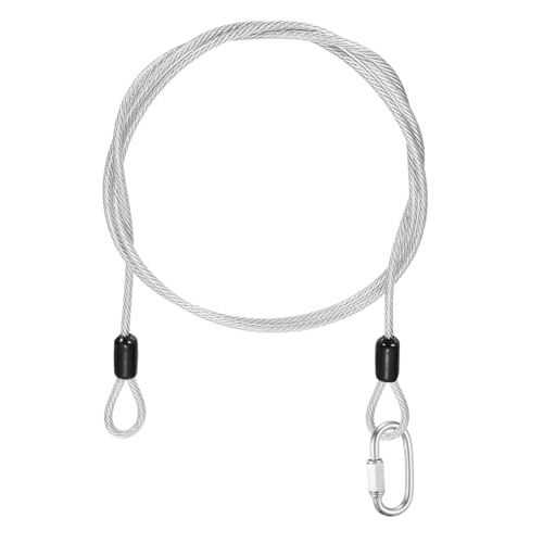 PATIKIL Security Cable Lock (1/8" Dia 3.3ft, Clear) Vinyl Coated 304 Stainless Steel Double Loop Flexible Wire Rope Safety Cable with Quick Links Locking Connectors - color: Clear, size: 1/8" x 3.3ft