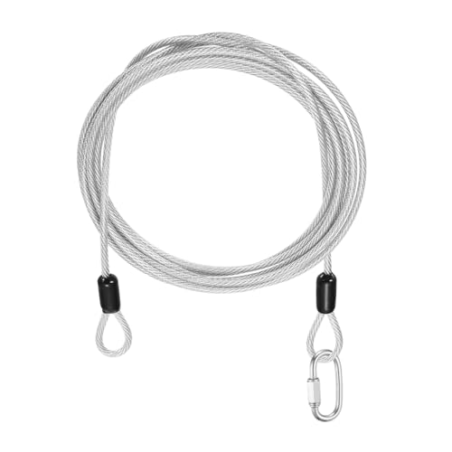 PATIKIL Security Cable Lock (1/8" Dia 8.2ft, Clear) Vinyl Coated 304 Stainless Steel Double Loop Flexible Wire Rope Safety Cable with Quick Links Locking Connectors - color: Clear, size: 1/8" x 8.2ft