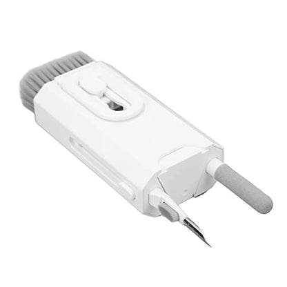 Cuifati 8 in 1 Detachable Keyboard Cleaning Brush with Hook and Loop, Versatile for Phone Laptop Tablet Headset Deep Crevice Cleaning, Builtin Key Puller (White) - color: White