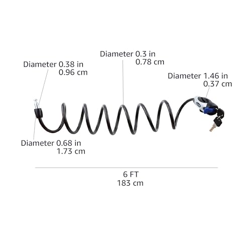 Amazon Basics Weather Resistant Bike Security Cable Lock, 70 inches Length, 8mm Diameter, Black