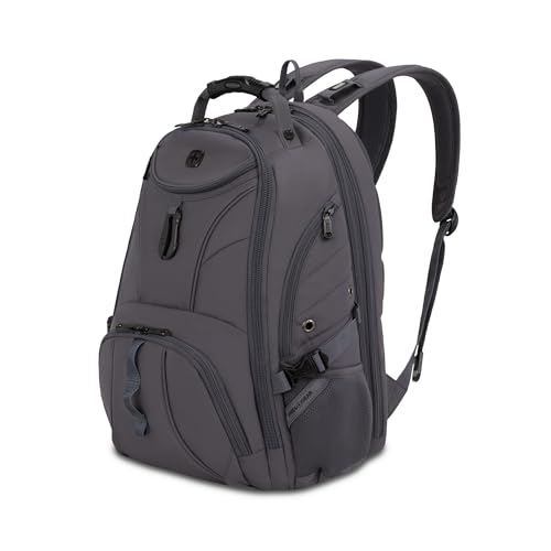 SWISSGEAR 1900 ScanSmart Laptop Backpack, Fits Most 17-Inch Laptops, TSA-Friendly Lay-Flat Design, RFID Protection, and Tablet Pocket, Black, 31L, 18.5-Inch - color: Charcoal
