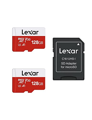 Lexar E-Series 128GB Micro SD Card 2 Pack, microSDXC UHS-I Flash Memory Card with Adapter, 100MB/s, C10, U3, A1, V30, Full HD, 4K UHD, High Speed TF Card - color: 128GB x2