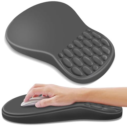 YIWEI Ergonomic Mouse Pad with Wrist Rest for Carpal Tunnel Pain Relief | Memory Foam Wrist Support,Non-Slip Rubber Base, Keyboard Computer Mousepad,Lycra Cloth Surface,Gaming Home Office - color: Dark Gray