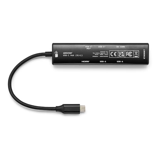 Arduino USB-C Hub (8 in 1) [TPX00241] - 8-in-1 Expansion for Development Boards | HDMI, Ethernet, USB-A & USB-C Ports, SD/TF Card Readers