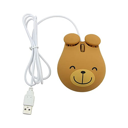 Sokelinn-six Wired Cute Mouse, USB Wired Mause for Kids with Lovely Cartoon Shaped, 1600PDI 3 Buttons Ergonomic Mini Mice for PC Laptop Desktop (Brown Bear) - color: Brown Bear