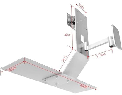 Monitor and Keyboard Wall Mount, Monitor Bracket Arm, with Keyboard Tray, Computer Screen Mount (61cm) - size: 61cm