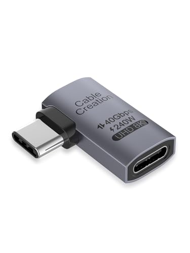 CableCreation Right Angle USB C Adapter, USB C 90Degree Adapter 40Gbps 240W | Male to Female Compatible with Thunderbolt 4, USB 4, Notebook, PC, Tablet, Phone and More, Right Angle - size: 1PCS, style: Right Angle