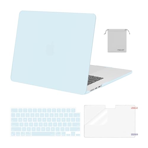 MOSISO Compatible with MacBook Air 15 inch Case M5 2026 M4 M3 M2 2025-2023 | A3448 A3241 A3114 A2941, Scratch-Resistant Protective Hard Shell Case&Keyboard Cover&ScreenFilm&Pouch, Cloud Blue - color: Cloud Blue