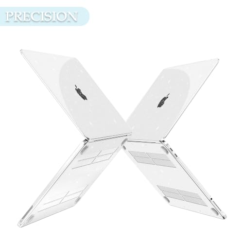 B BELK for MacBook Neo 13 Inch Case 2026 Model A3404, Sparkle Clear | Anti-Fingerprint Protective Matte Hard Shell, 2 Keyboard Covers Included, Screen Protector Included - color: Glitter Clear