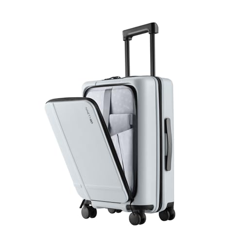NINETYGO Carry On Luggage 22x14x9 Airline Approved, 20 Inch Suitcase with Front Compartment, Lightweight PC Hard Shell, Cup Holder, Clamshell, TSA Lock, Spinner Wheels (Charcoal Coconut Milk) - color: 06-Charcoal Coconut Milk, size: Carry-On 20-Inch (Clam