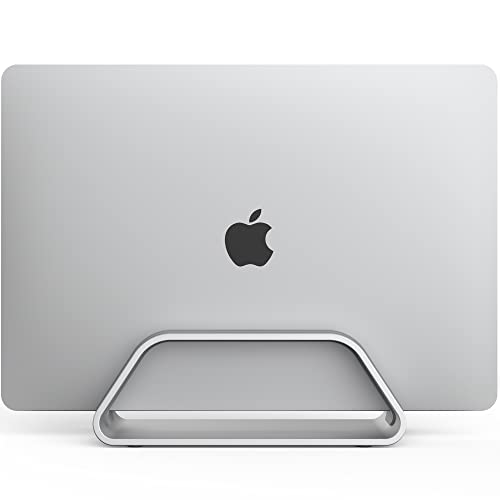 HumanCentric Vertical Laptop Stand Compatible with MacBook Pro & Air | PC Desk Stand, Aluminium, Exchangeable Inserts for Different Device Models, Fits MacBook Pro & MacBook Air, Silver Color - color: Silver