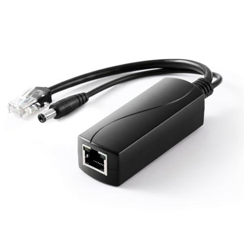 2.5G PoE Splitter 12V/2A, DC 5.5 * 2.5mm Plug, 48V PoE to DC 12V/2A 24W Output, 2.5Gbps Ethernet Comply IEEE802.3af/at, Plug and Play for IP Camera, Smart Home - style: PS5712TG-25-X DC 5.5 x 2.5 12V/2A