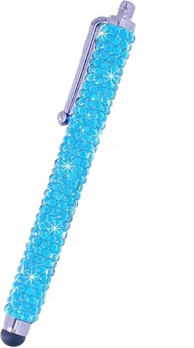 Eco-Fused Universal Bling Stylus Pens - 2 Gem Covered Stylus Pens Compatible with All Capacitive Touchscreen Devices/Microfiber Cleaning Cloth (Light Blue (Long + Short)) - color: Light Blue (Long + short)