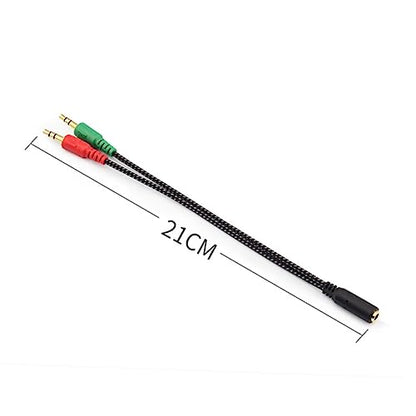 Homoyoyo Female to Dual Male Headset Splitter Cable Adapter for Laptop Stereo Audio Microphone Connection Earphones Converter for Mobile Devices