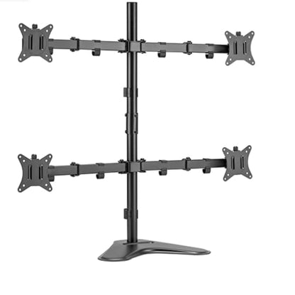 PUTORSEN Quad Monitor Stand for 4 Screens, 17-32", 19.8 lbs Each | Stacked 4-Screen Desk Mount with Full-Motion Arms, VESA 75/100, Tilt, Swivel & Rotation, Larger Base with Phone Slot, Black - size: Quad Arms