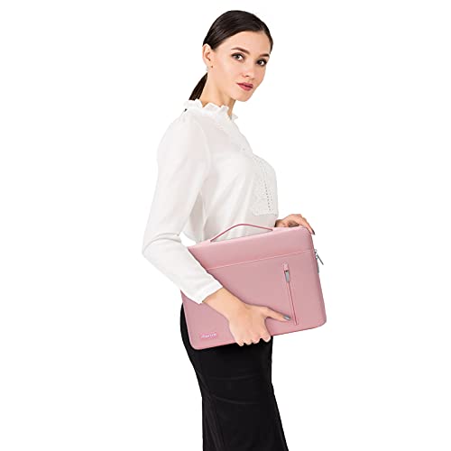 MOSISO 360 Protective Laptop Sleeve 16 inch, 15-15.6 inch Laptop Case,Pink | Compatible with MacBook Pro 16 M5 M4 M3 M2 M1, HP Dell ASUS Acer Toshiba Lenovo,Horizontal Bag with Belt&Right Pocket