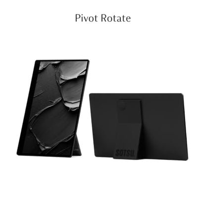 SOTSU FlipAction Go 14" Premium Portable Monitor | IPS | Crafted Aluminum | FHD 1080p | 400 Nits | 100% sRGB | Pivoting Screen | Tempered Glass | USB-C/Mini HDMI | 5W | Robust yet Lightweight - color: Stealth Black