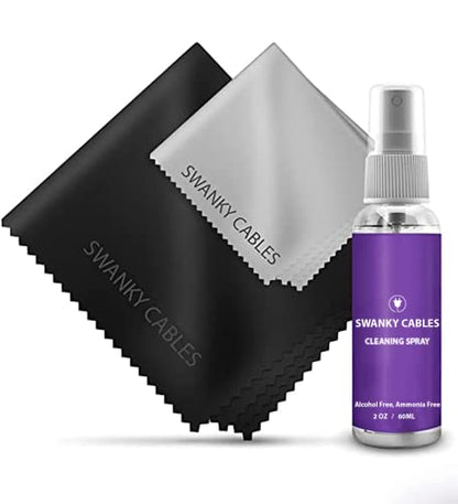 Swanky Cables Screen Cleaner Spray Kit - Electronic Cleaning for Computer, Laptop, TV, Phone, Tablet, PC, Keyboard, Car Display, LCD, LED, & 4K Flat Screen, Includes 2 Microfiber Cloth - 2 oz, 1 Pack - color: 1 Pack
