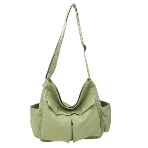 Cute Canvas Tote Bag for School/Work/Travel, Large Crossbody Messenger Bag Laptop Shoulder Bag - color: Asparagus Green