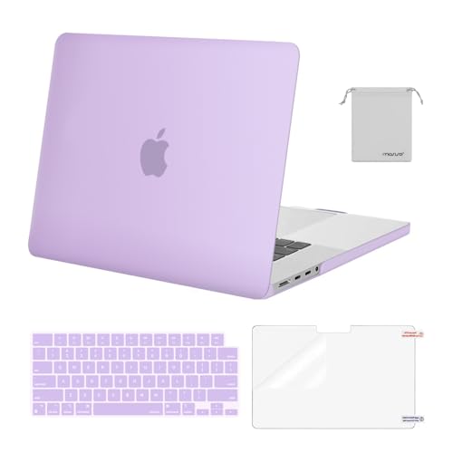 MOSISO Compatible with MacBook Pro 16 inch Case M5 M4 M3 M2 M1 2026-2021 | A3429 A3428 A3403 A3186 A2991 A2780 A2485, Protective Hard Shell Case&Keyboard Cover&Screen Film&Pouch, Light Purple - color: Light Purple