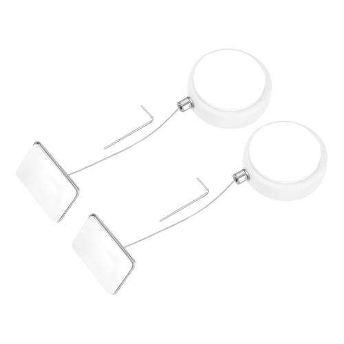 MECCANIXITY 3.3ft Retractable Cable Lock with Square Patch Remote Control Security Lock with Adjustable Cord Tether Anti Theft for Laptop, TV, 150 G, White, 2 Pack - color: White