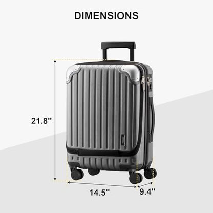 LEVEL8 Grace Carry on Luggage 22x14x9 Airline Approved, 20 Inch Hard Shell Suitcases with Spinner Wheels, Abs+Pc Hard Case Luggages with Tsa Lock, Travel bag for Women Men, Grey - color: Grey, size: 20 Inch