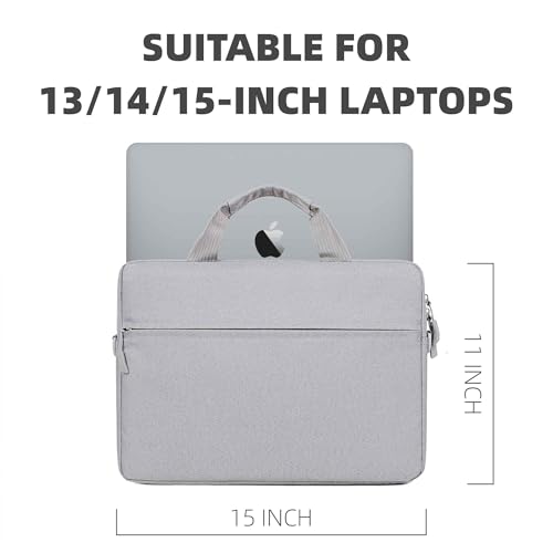 Laptop Carrying Case for 13/14/15 Inch Laptops & Tablets - Double Compartment Shockproof Adjustable Strap Durable & Stylish Business Travel School Bag -Grey - color: Grey