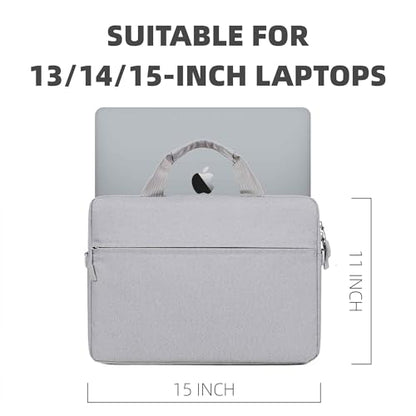 Laptop Carrying Case for 13/14/15 Inch Laptops & Tablets - Double Compartment Shockproof Adjustable Strap Durable & Stylish Business Travel School Bag -Grey - color: Grey