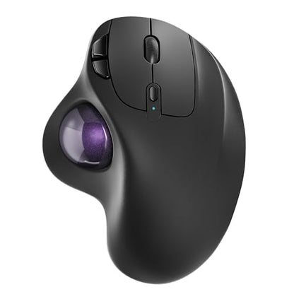 Nulea M501 Wireless Trackball Mouse, Rechargeable Ergonomic, Easy Thumb Control, Precise & Smooth Tracking, 3 Device Connection (Bluetooth or USB Receiver), Compatible for PC, Laptop, Mac, Windows. - color: C-Purple