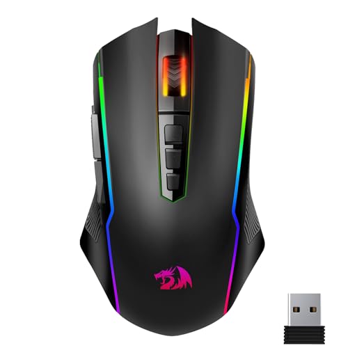 Redragon Wireless Gaming Mouse, Tri-Mode 2.4G/USB-C/Bluetooth Mouse Gaming, 12000 DPI, RGB Backlit, Fully Programmable, Rechargeable Wireless Computer Mouse for Laptop PC Mac, Black - color: Black, style: Bluetooth/ 2.4G/ Wired