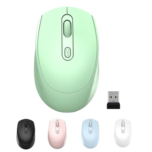 ONE-UP Wireless Mouse, 2.4G, Silent, USB Nano Receiver for Laptop, Chromebook, PC, Mac, Windows and School Work （Green） - color: Green