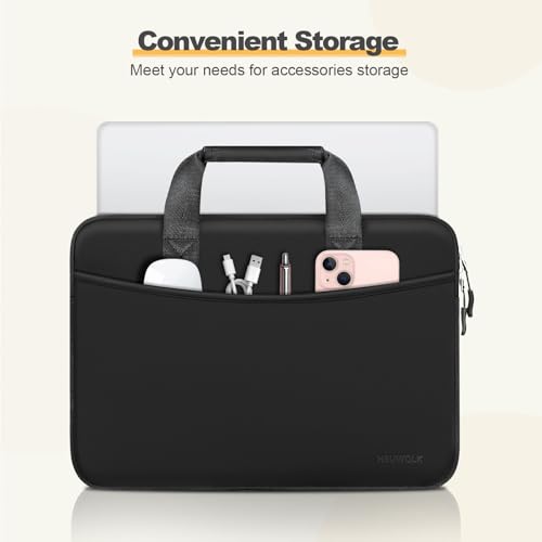 Laptop Case 13.3 inch,13-13.3 inch Laptop Sleeve Bag Compatible with MacBook Neo 13/Air 13 13.6/Pro 13/Pro 14,HP Dell ASUS Lenovo,Neoprene Computer Bag with Handle&Curved Pocket,Black - color: Black, size: 13.3 inch