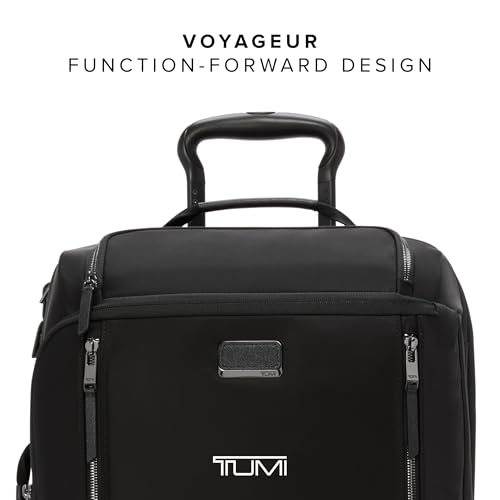 TUMI - Voyageur Leger 4 Wheeled Luggage - Women's Lightweight and Spacious, Sleek Silhouette, Durable Premium Suitcase - 21.8" Dual Access Expandable Carry-On, Black with Gunmetal Hardware - color: BLACK/GUNMETAL, style: 21.8" International Expandable Car