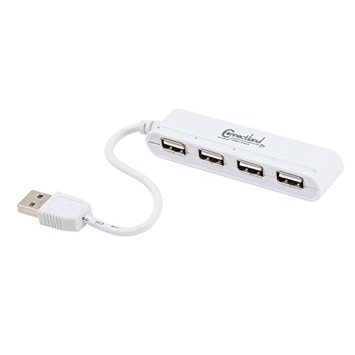Connectland Utlra Slim USB 2.0 High-Speed 4 Port HUB with On Off Switch for Desktop and Laptops Windows Mac Linux CL-U2MNHUB-4W