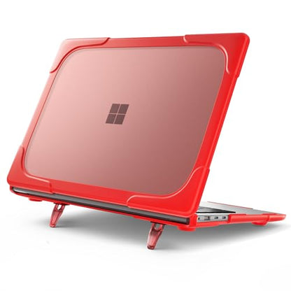 Batianda Durable Stand Case for Microsoft Surface Laptop 13.8 Inch, Red | Ergonomic Foldable Stand, Heavy Duty Matte Hard Shell, Fits 2024-2026 Surface Laptop 7/8th Edition for Business 13.8 Inch - color: Red