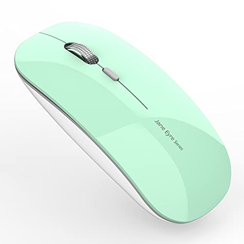 Uciefy Q5 Slim Rechargeable Wireless Mouse for Laptop, Silent - Mint Green | 2.4GHz Optical, USB C Charging, Battery Indicator, Ultra Thin, Portable, 1600 DPI, Ambidextrous, USB Receiver, Type C Adapter - color: Mint Green