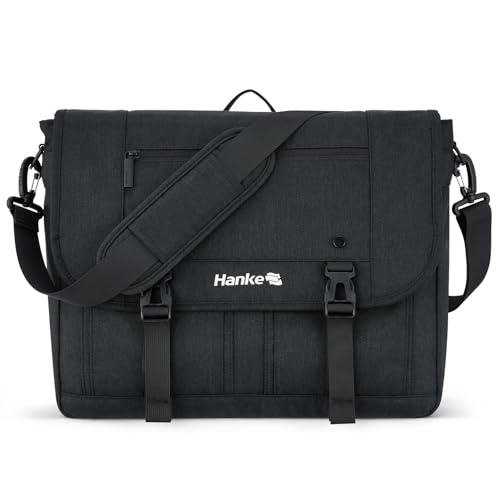 Hanke 15.6 Inch Laptop Messenger Bag for Men & Women, Large Crossbody Satchel Work Bag - color: Black