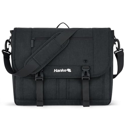 Hanke 15.6 Inch Laptop Messenger Bag for Men & Women, Large Crossbody Satchel Work Bag - color: Black