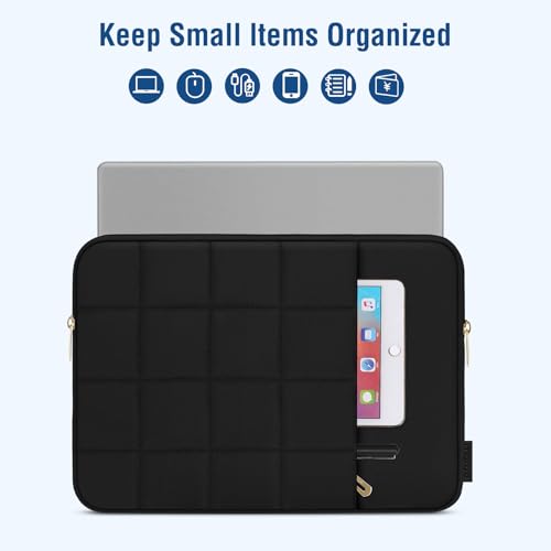 MOSISO Laptop Case 13.3 inch,13-13.3inch Puffy Laptop Sleeve, Black | Compatible with MacBook Air 13 13.6/Neo/Pro 13/Pro 14,HP Dell ASUS,Twelve Square Quilted Bag with Vertical Pocket&Small Case - color: Black, size: 13.3 inch