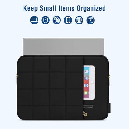 MOSISO Laptop Case 16 inch, 15-15.6 inch Puffy Laptop Sleeve, Black | Compatible with MacBook Pro 16 M5 M4 M3 M2 M1, HP Acer Dell Lenovo,Twelve Square Quilted Bag with Vertical Pocket&Small Case - color: Black, size: 16 inch
