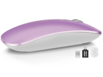 SABLUTE Bluetooth Mouse for Mac, Tri-Mode Silent Wireless Mouse, Orchid | Bluetooth 5.2 + 2.4GHz, Connect 3 Devices, Silent Click, USB-C Charging, 3 DPI Levels, MacBook, iPad & Windows Compatible - color: Orchid