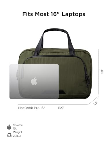 ALPAKA Bravo Brief Laptop Briefcase Business Shoulder Bag | Fits 16-inch Laptop, Detachable Shoulder Strap, For Men and Women Work Travel, Weatherproof Fabric Axoflux 400D - color: Green